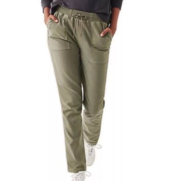 Faherty Traveler Pant Dark Olive Drawstring Womens Size XS MSRP $148 - Picture 1 of 12